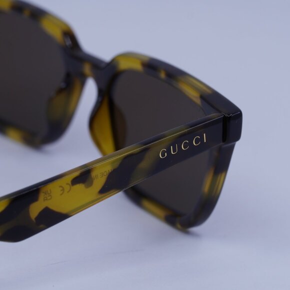 Gucci GG1539S 005 Sunglasses Yellow Havana Square Frame, Brown Lenses - Picture 11 of 13